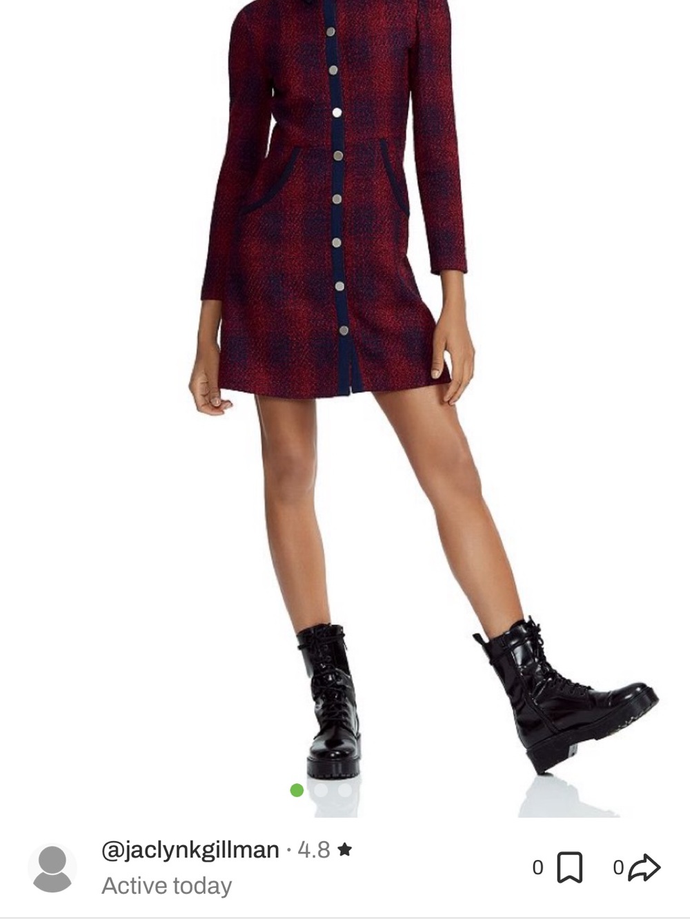 Maje Red and Navy Tweed Mini Dress